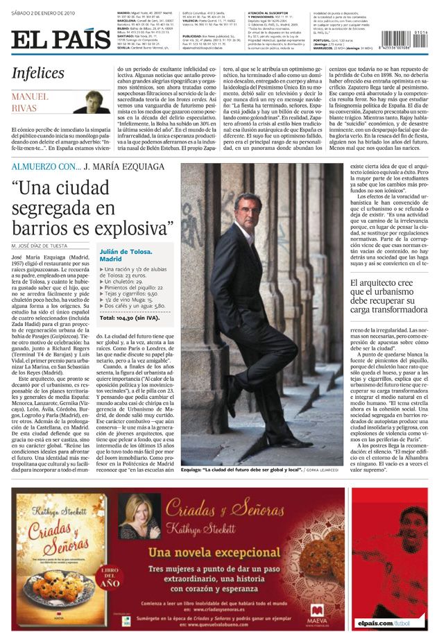 Entrevista al arquitecto Jose María Ezquiaga en el País.